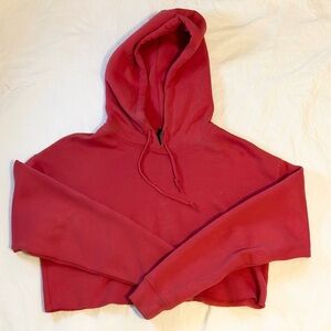 Red cropped urban outfitters oversized hoodie